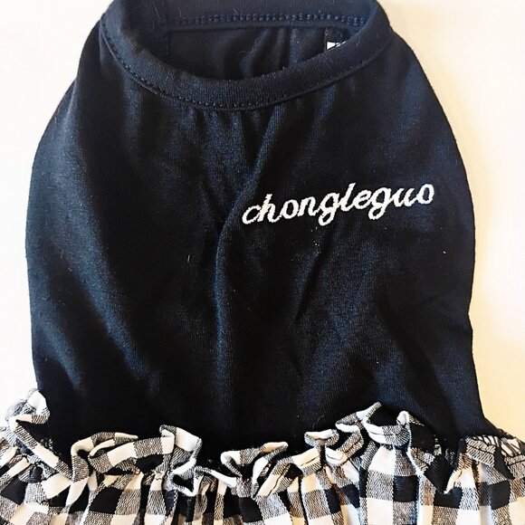 Black and White Dog Dress with Ruffle, Size Small - Picture 6 of 6